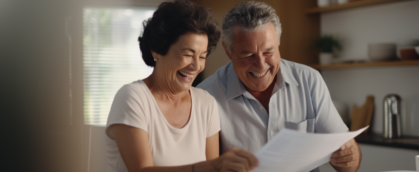 an elderly couple looking at estate planning documents