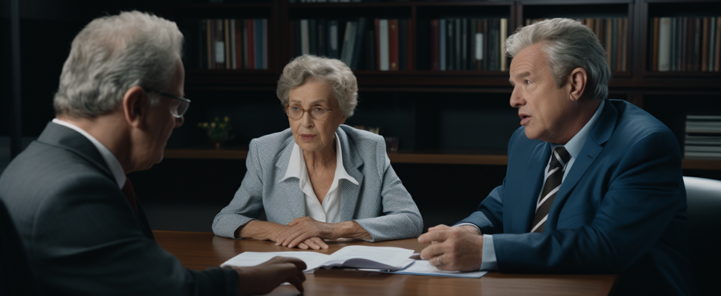 an elderly couple in texas talking to an estate planning lawyer about spendthrift trusts