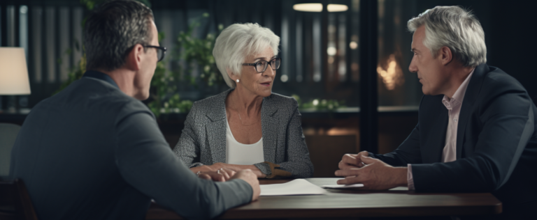 elderly couple speaking with wills and trusts lawyer in texas