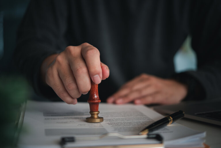 Lawyer approving a trust document