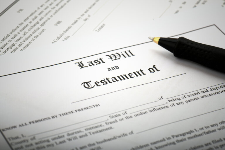 Last will and testament document on the table