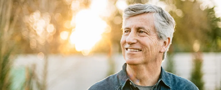 Elderly man during sunset