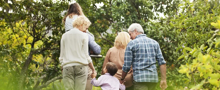 3-Generation family walking in a park