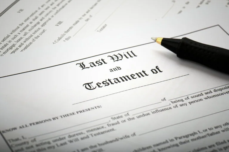 Last will and testament document on the table